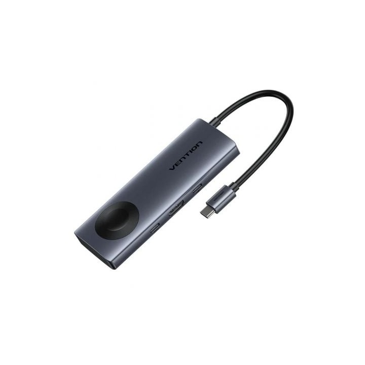Docking USB Tipo-C con Carga Inalámbrica Vention TPMHB/ 1xHDMI 4K/ 2xUSB/ 1xUSB Tipo-C/ 1xUSB Tipo-C PD/ Gris