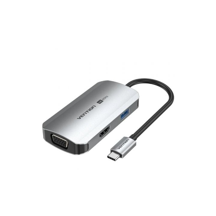 Docking USB Tipo-C Vention TQAHB/ 1xHDMI/ 1xUSB/ 1xVGA/ 1xUSB Tipo-C PD/ Gris