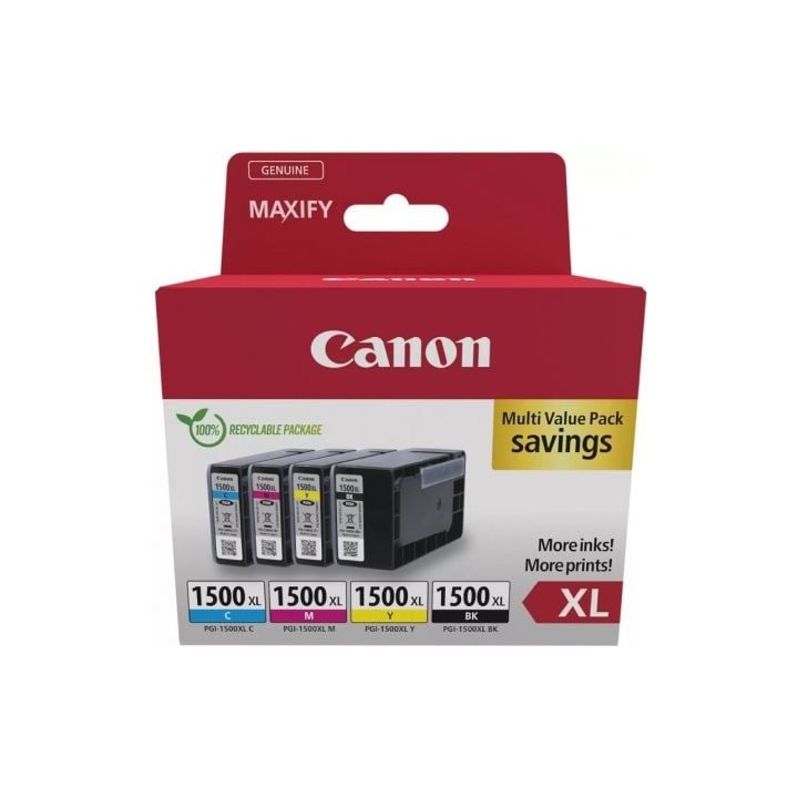 Cartucho de Tinta Original Canon PGI-1500XL Multipack Alta Capacidad/ Cian/ Magenta/ Amarillo/ Negro