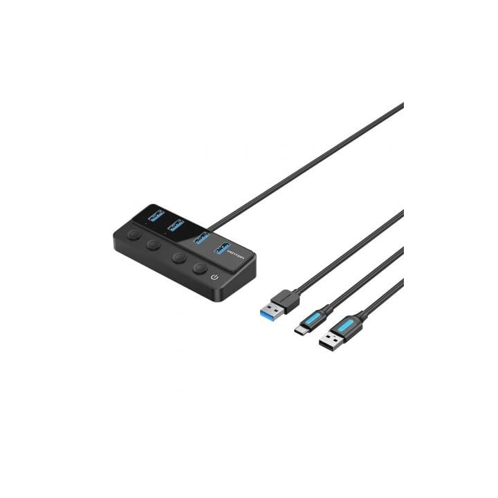 Hub USB 3.0 Vention CHWBF/ 4xUSB/ 1xUSB Tipo-C PD/ Incluye cable Carga USB Macho - USB Tipo-C Macho