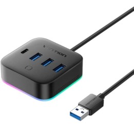 Hub USB 3.0 Vention CHZBD/ 3xUSB/ 1xUSB Tipo-C/ 1xUSB Tipo-C PD