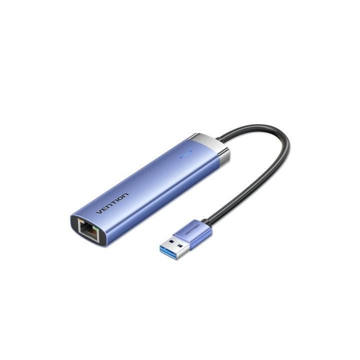 Hub USB 3.0 Vention TGFSB/ 3xUSB/ 1xRJ45/ 1xUSB Tipo-C PD/ Azul
