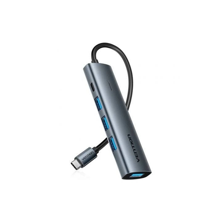 Hub USB Tipo-C 3.0 Vention TGZHB/ 3xUSB/ 1xUSB Tipo-C PD/ Gris