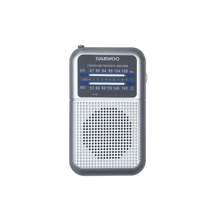 Radio Portátil Daewoo DW1008/ a Pilas/ Plata