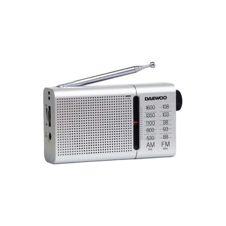 Radio Portátil Daewoo DW1037/ a Pilas/ Plateada