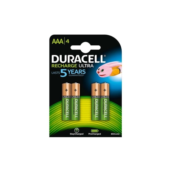Pack de 4 Pilas AAA Duracell HR03-A/ 1.2V/ Recargables
