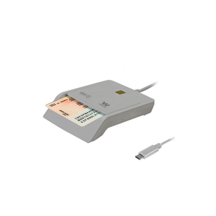 Lector de DNI y Tarjetas Woxter PE26-198/ USB Tipo-C/ Blanco