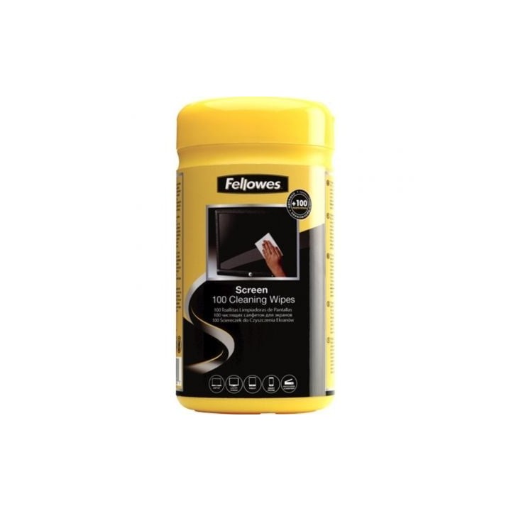 Dispensador de 100 Toallitas Fellowes 9183101 para Limpieza de Pantallas/ Pack de 6 Unidades