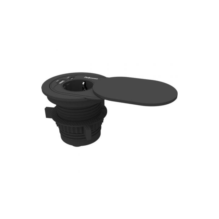 Toma Enchufe Empotrable 1 Toma de Corriente/ 1 USB Tipo-C/ 1 USB/ Negro