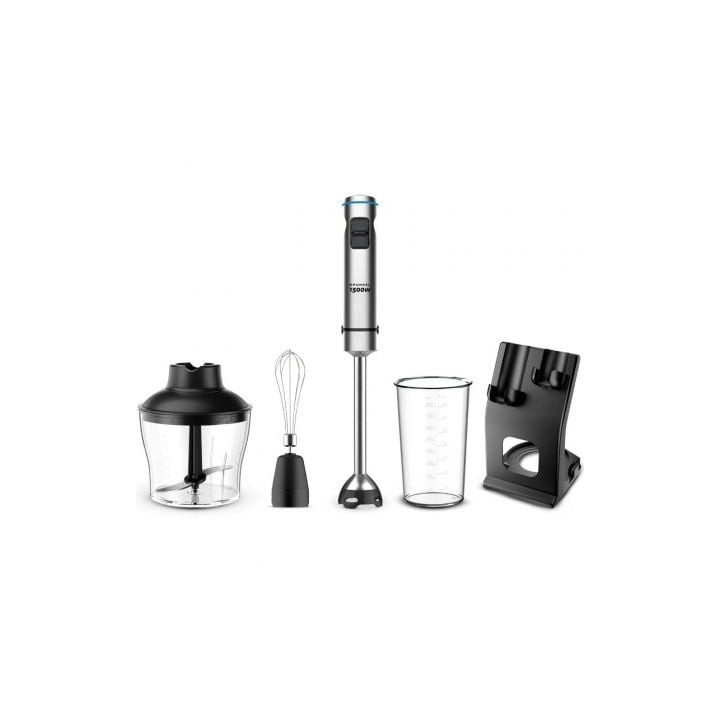 Batidora de mano Grunkel BM-1500SET/ 1500W/ Capacidad 0.8L/ Incluye Vaso, Picadora, Varilla y Soporte