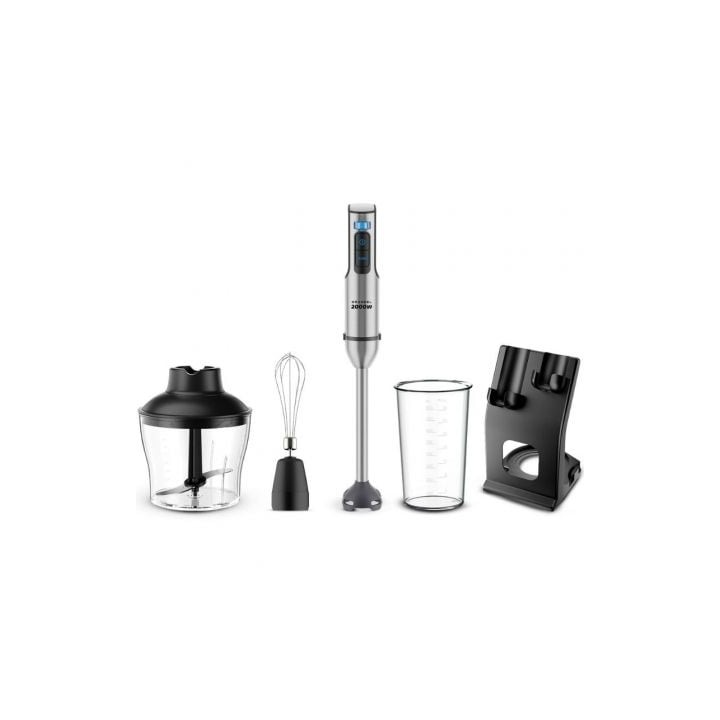 Batidora de mano Grunkel BM-2000SET/ 2000W/ Capacidad 0.8L/ Incluye Vaso, Picadora, Varilla y Soporte