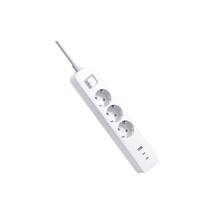 Regleta con Interruptor Xiaomi 20W Power Strip/ 3 Tomas de Corriente/ 1 USB/ 2 USB Tipo-C/ Cable 1.4m/ Blanca