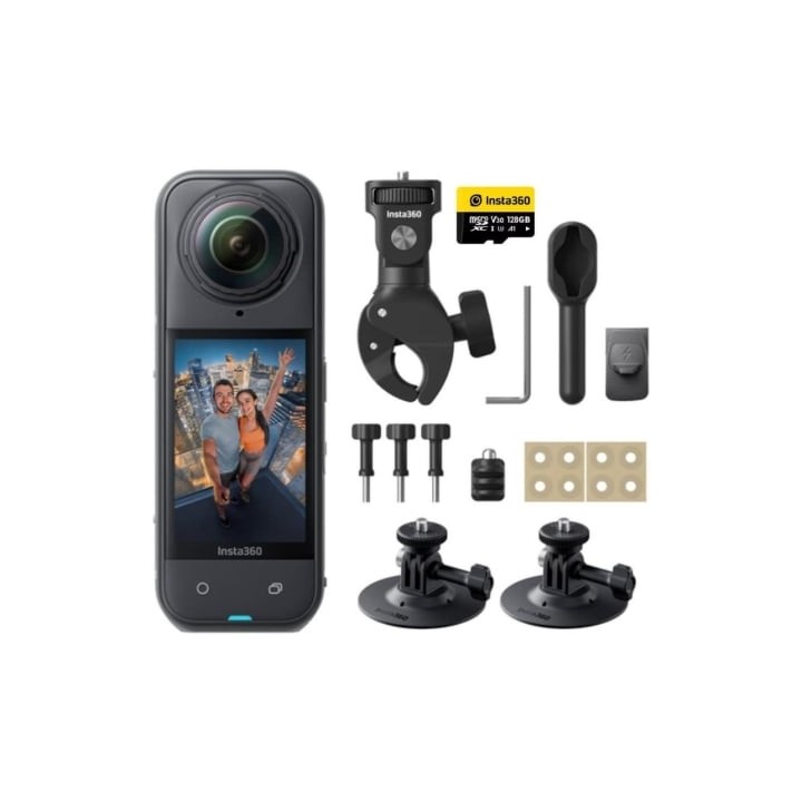 Cámara Digital Deportiva Insta360 X5 Motorcycle Bundle/ 8K/ Ángulo de visión 360º/ Negra