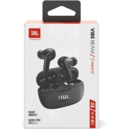 Auriculares Bluetooth JBL Vibe Beam con estuche de carga/ Autonomía 8h/ Negra