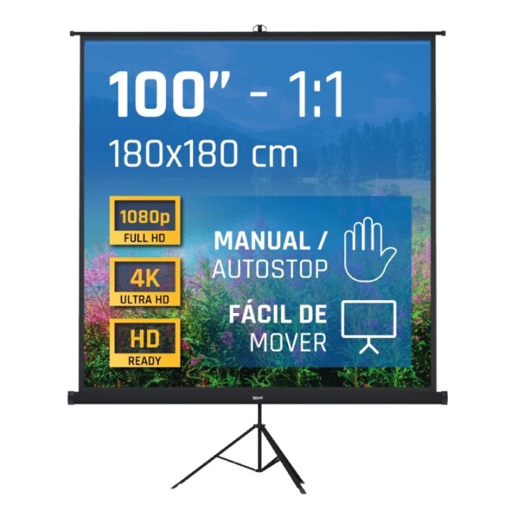 iggual Pantalla 100" 180x180 cm 1:1 trípode+bolsa