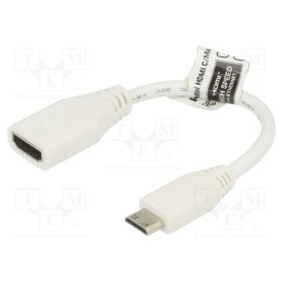 Cabo de conexão branca 100mm Tomada HDMI,mini HDMI ficha