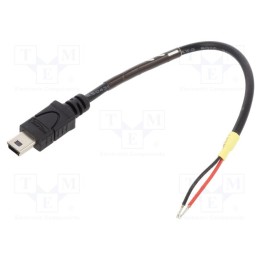 Cabo USB 2.0 cabos,USB B mini ficha 100mm preta 22AWG