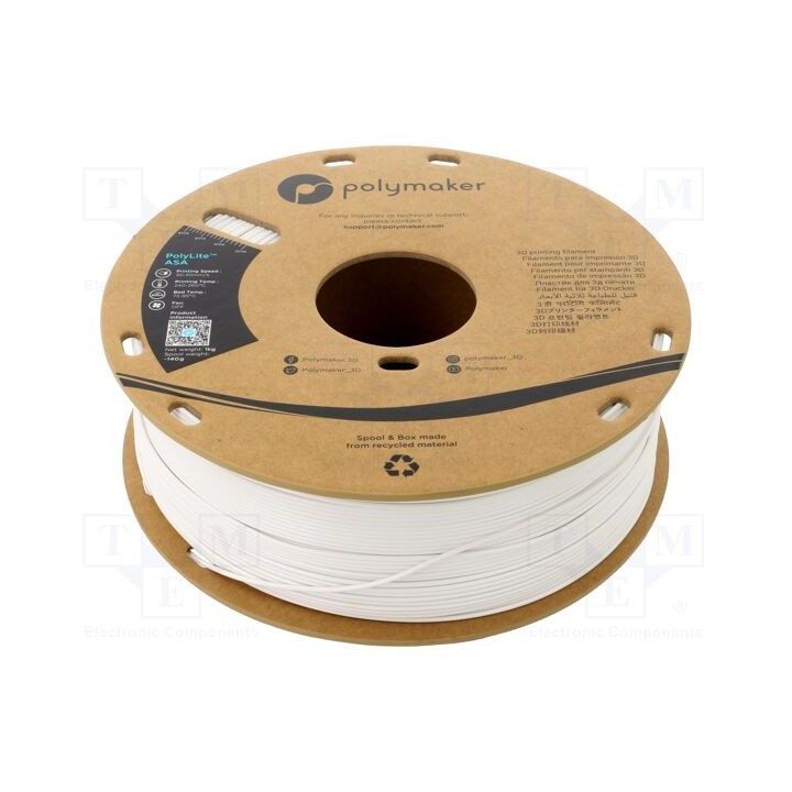 Filamento: ASA 1,75mm branca 240÷260°C 1kg PolyLite™