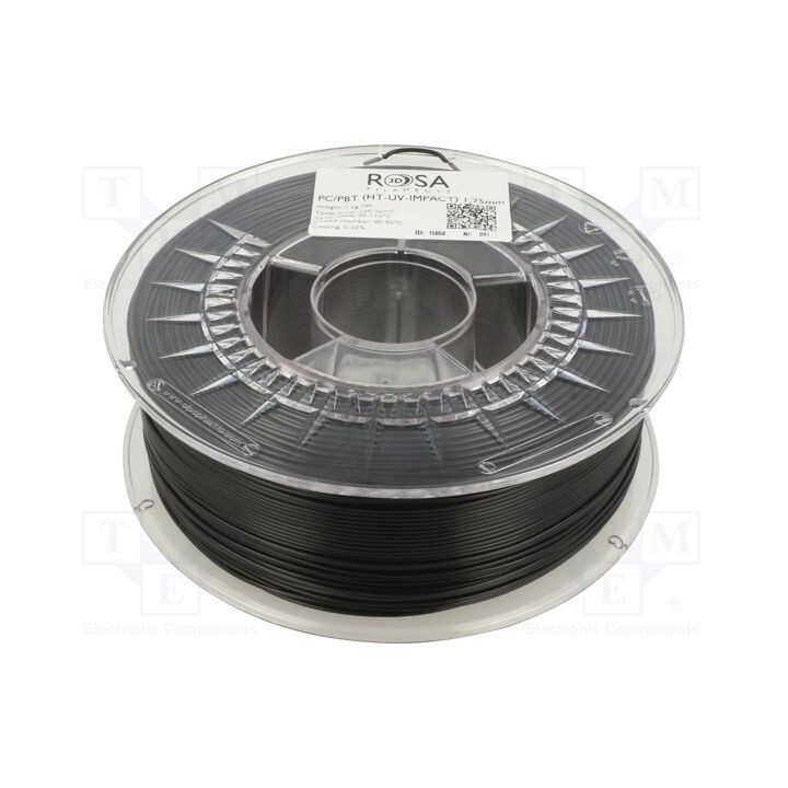 Filamento: PC/PBT 1,75mm preta 240÷260°C 1kg