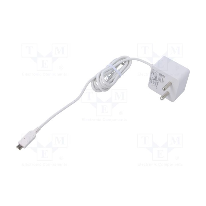 Alimentador branca 1,5m 100÷240VAC 2,5A Sai: USB micro 5,1VDC