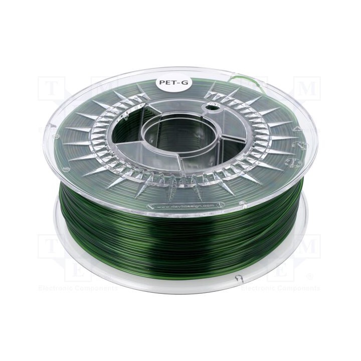 Filamento: PET-G Ø: 1,75mm verde (transparente) 220÷250°C 1kg