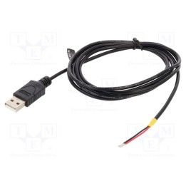 Cabo USB 2.0 cabos,USB A ficha 1,5m preta 22AWG Øcab: 3mm