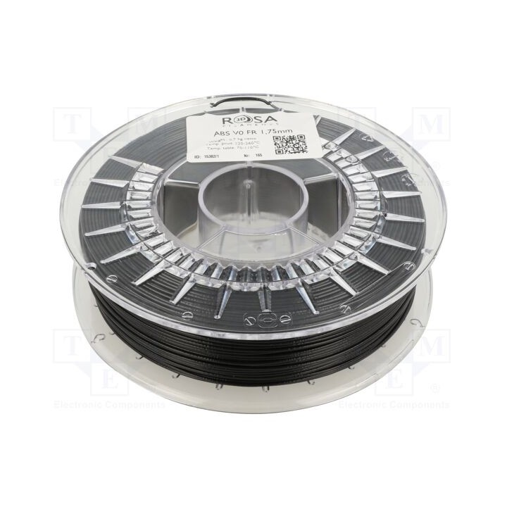 Filamento: ABS V0 FR 1,75mm preta 230÷270°C 700g