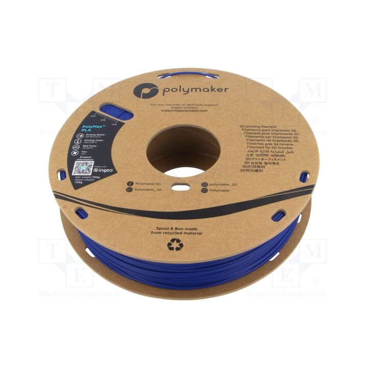 Filamento: PLA Tough 1,75mm azul 190÷230°C 750g PolyMax™