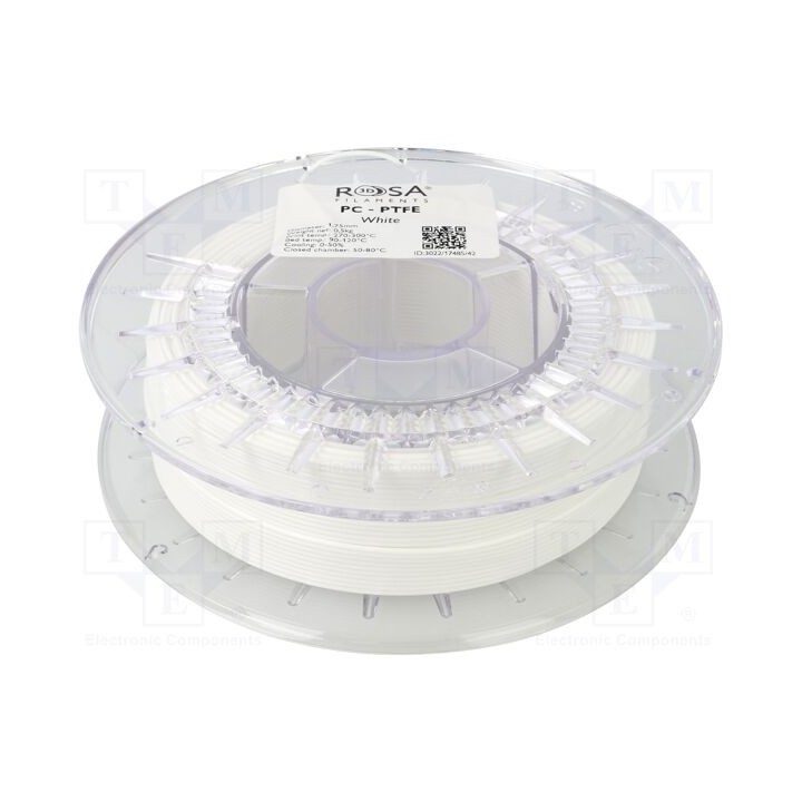 Filamento: PC + PTFE 1,75mm branca 270÷295°C 500g