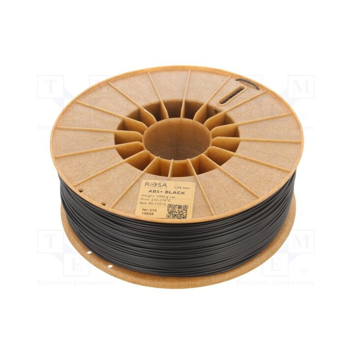 Filamento: ABS+ 1,75mm preta 230÷270°C 1kg