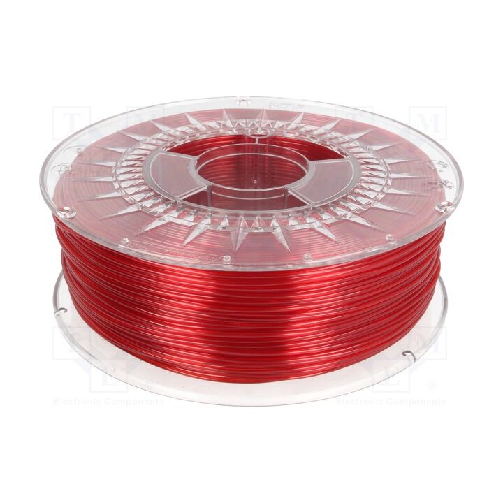Filamento: PET-G Ø: 1,75mm vermelho (rubi),transparente 1kg