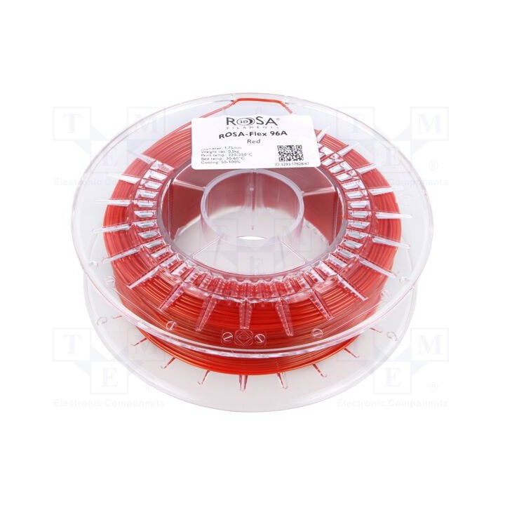 Filamento: ROSA-FLEX 96A 1,75mm vermelho 210÷250°C 500g