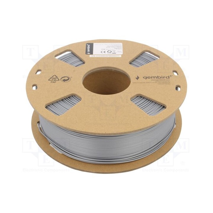 Filamento: PLA+ 1,75mm prateado 195÷235°C 1kg