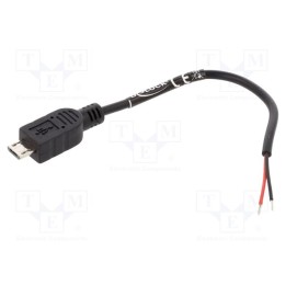 Cabo USB 2.0 cabos,USB B micro ficha 100mm preta 22AWG
