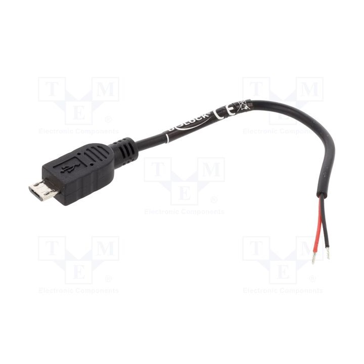 Cabo USB 2.0 cabos,USB B micro ficha 100mm preta 22AWG