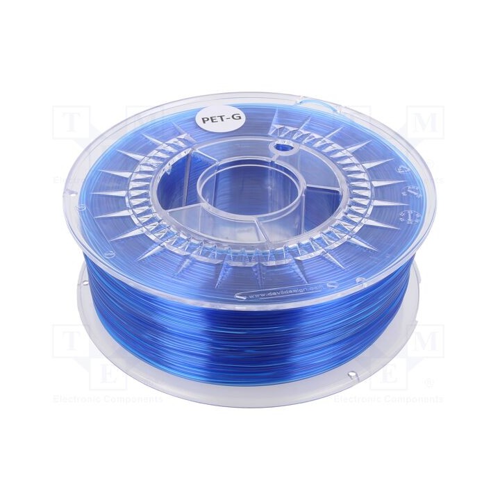 Filamento: PET-G Ø: 1,75mm azul,meio transparente 220÷250°C