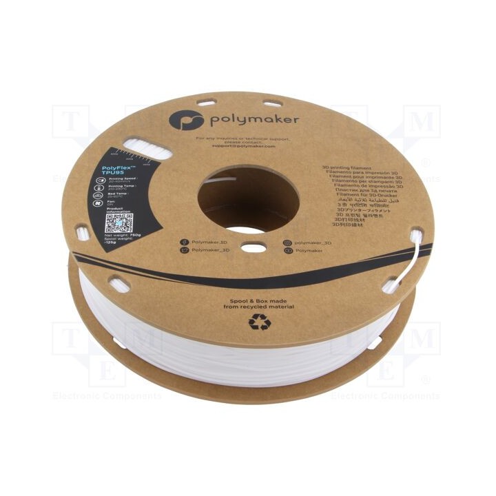 Filamento: TPU-95A 1,75mm branca 210÷230°C 750g PolyFlex™