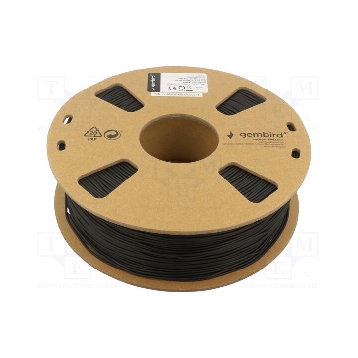 Filamento: TPE 1,75mm preta 190÷240°C 1kg flexível