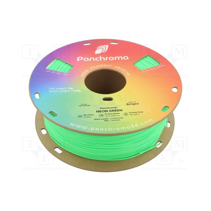 Filamento: PLA 1,75mm neon green 190÷230°C 1kg Panchroma™