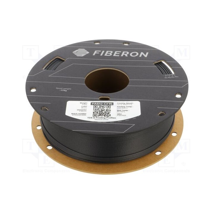 Filamento: PA612-CF 1,75mm preta 250÷300°C 500g Fiberon™