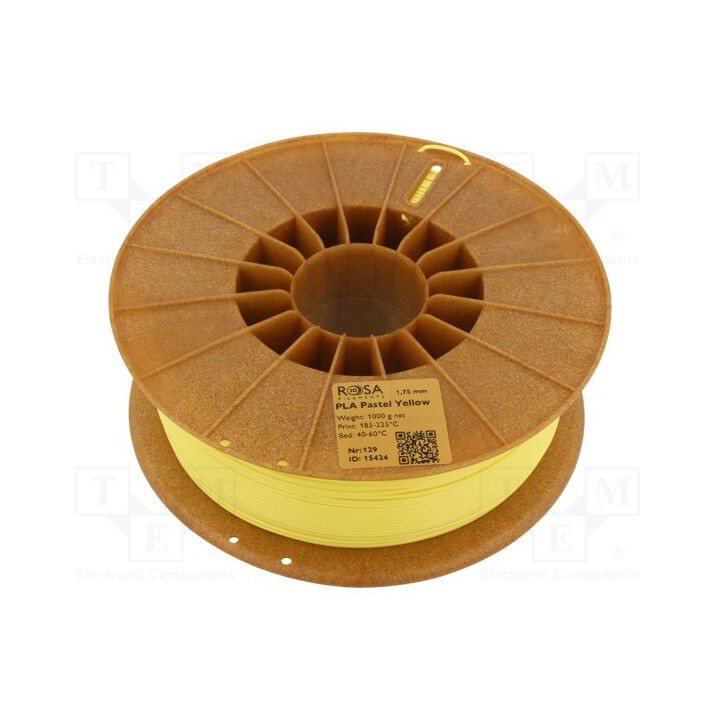 Filamento: PLA Pastle 1,75mm amarelo 185÷225°C 1kg