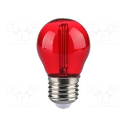 Luz LED E27 vermelho 220÷240VAC 60lm P: 2W 300° CRImin: 80