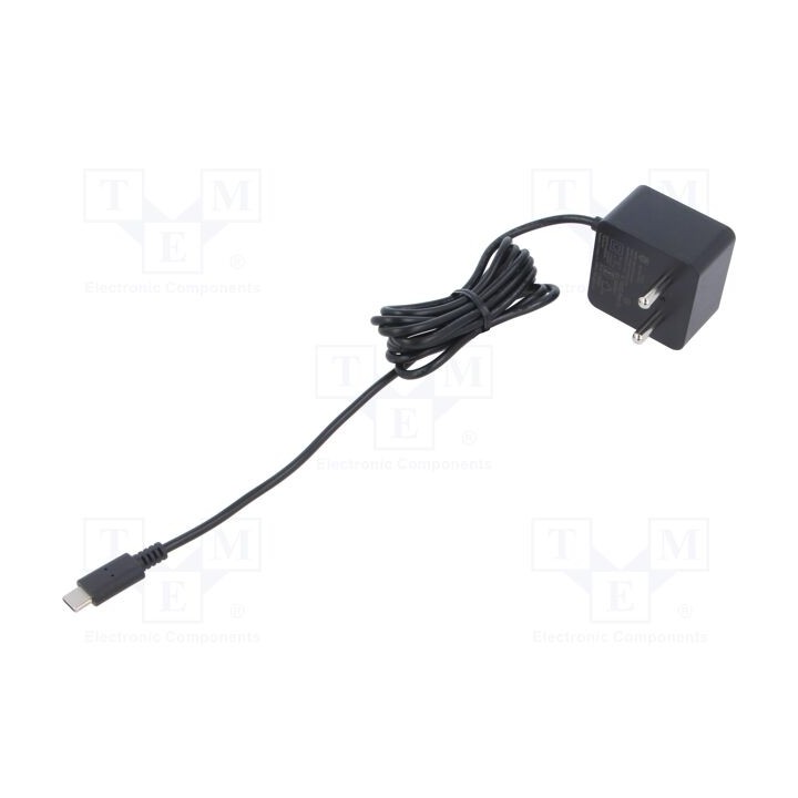 Alimentador preta 1,5m 100÷240VAC 3A Sai: USB C 5,1VDC 15W