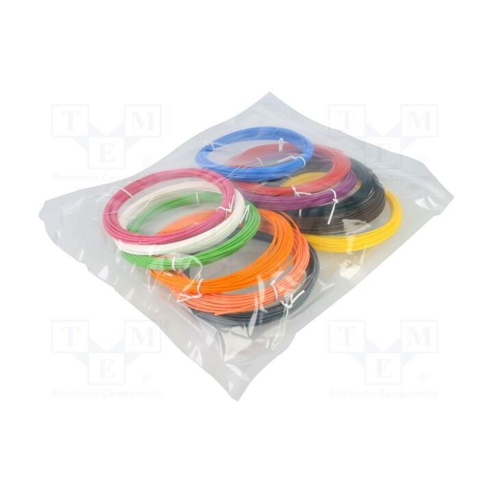 Filamento: conjunto Ø: 1,75mm Conjunto: PLA 12unid L: 10m
