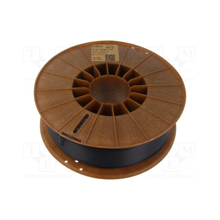 Filamento: PET-G FR V0 1,75mm preta 230÷260°C 1kg