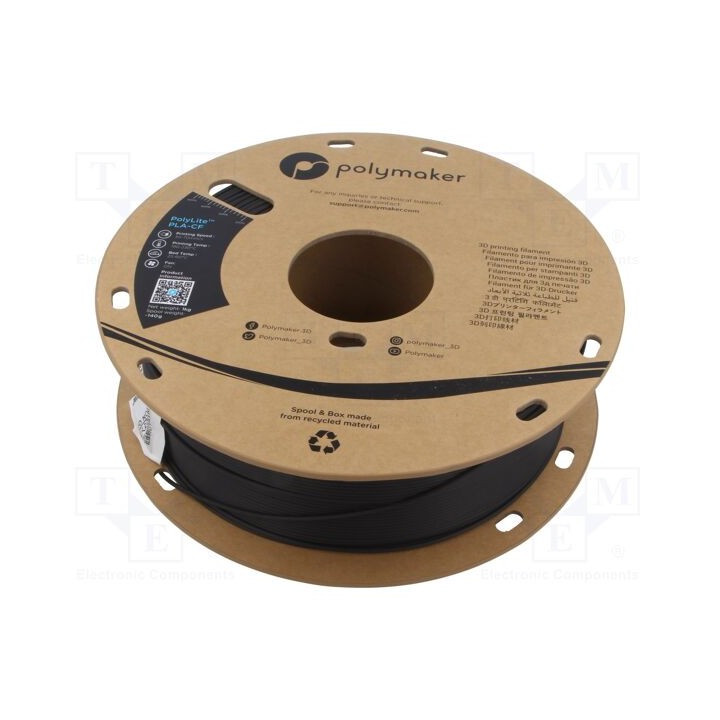 Filamento: PLA-CF 1,75mm preta 190÷220°C 1kg PolyLite™