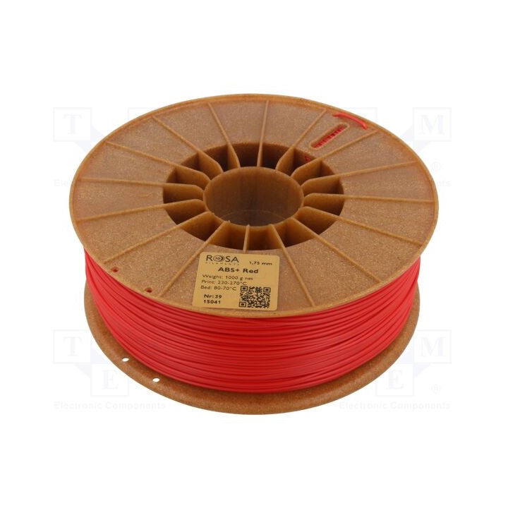 Filamento: ABS+ 1,75mm vermelho 230÷270°C 1kg