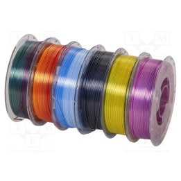 Filament: multipack 1.75mm 2.1kg Kit: 350g x 6,PLA Silk 6pcs.