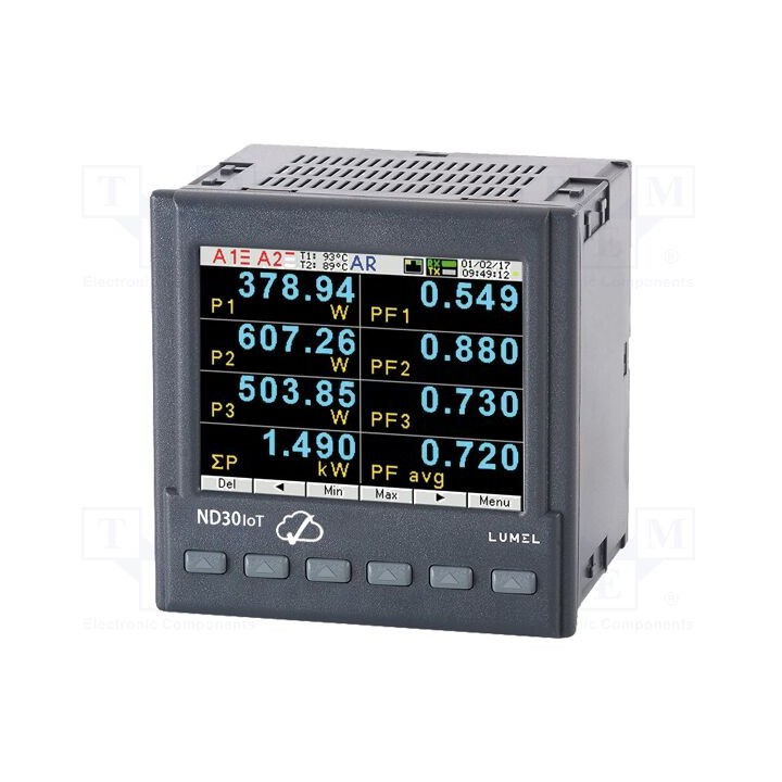 Medidor: parâmetros de rede digital,montagem LCD TFT 3,5"