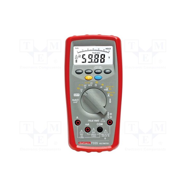 Multímetro digital LCD 3,75 dígitos (6000) 3x/s VAC: 60mV,1kV